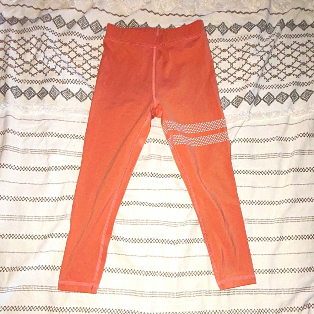 Women’s ZYIA Active Pink Solid Ankle Leggings 6-7 Mid Rise Stretch Logo